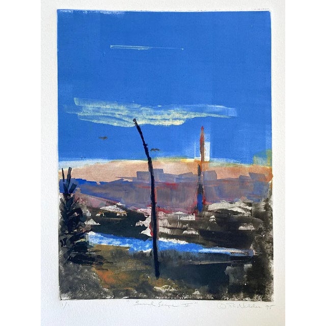 Contemporary 1990s "Landscape Triptych" Set of Three Abstract Expressionist Monoprints by Robert Valdes For Sale - Image 3 of 6