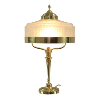 Ladys Desk Lamp in Brass and Glass, France, 1910s For Sale