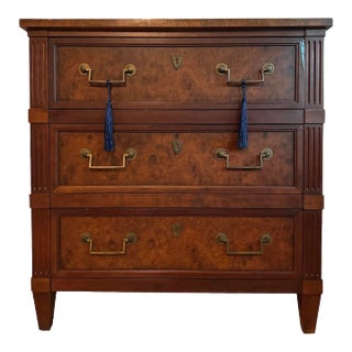 1970s Vintage Baker Burlwood Three Drawer Chest For Sale