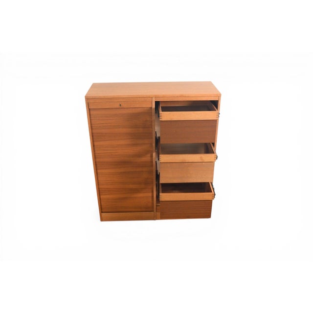 Danish Modern Tambour Locking File Cabinet in Teak | 1960s For Sale - Image 4 of 12