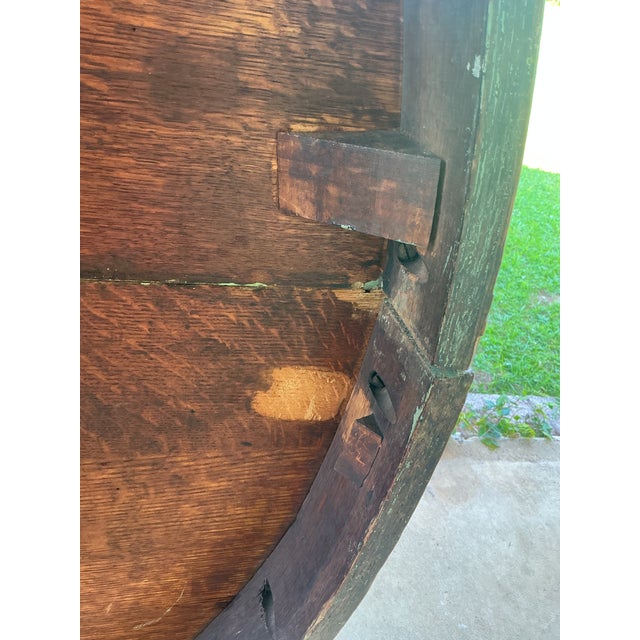 1940s Banta Quarter Sawn Oak Round Dining Table For Sale - Image 13 of 14