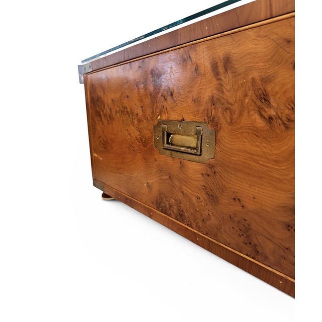 Burr Maple Campaign Drawers with Brass Motifs, 1970, Set of 2 For Sale - Image 6 of 18