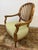 French Louis XVI Reproduction Teak Wood Lounge Chair For Sale - Image 3 of 12