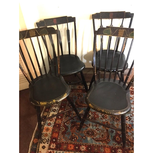 Hitchcock New England Spindle Back Painted Chairs Set of Four For Sale - Image 16 of 16