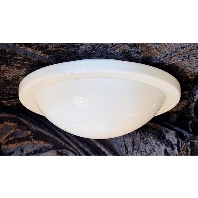 White Vintage German Ceiling Lamp with Opaque White Glass Shade by Putzler, 2000s For Sale - Image 8 of 8