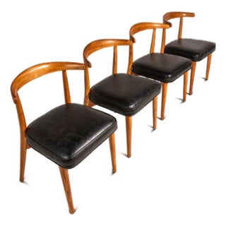 Rare Set of Four (4) Mid-Century Modern Dining Chairs in Oak Attributed to Lawrence Peabody for Richardson Nemschoff, Usa, C. 1950s For Sale