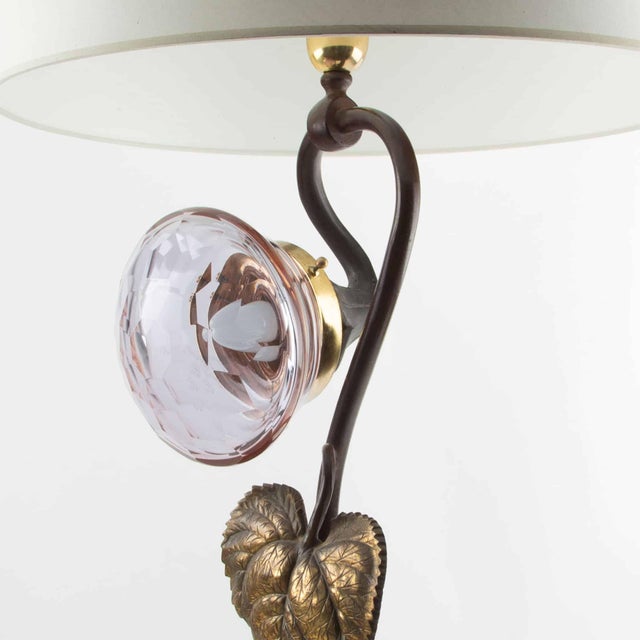 Refined Bronze and Glass Sunflower Table Lamp, France, circa 1930s–1940s, Art Deco period with lingering Art Nouveau...