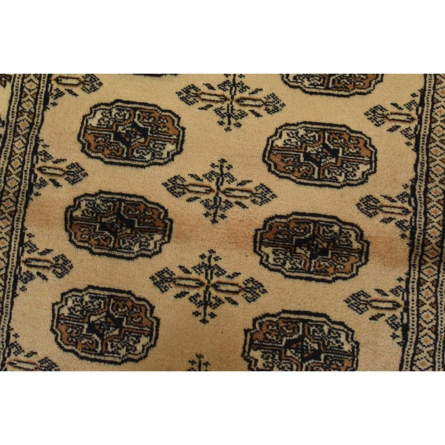 Textile Bokhara Rug 3’1” X 4’7” Beige Wool Tribal Hand-Knotted Oriental Carpet For Sale - Image 7 of 11