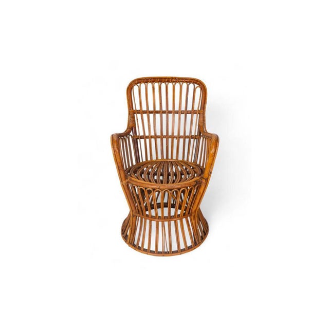 Vintage Rattan Armchair with Goblet Structure and Arch Weave For Sale - Image 9 of 9