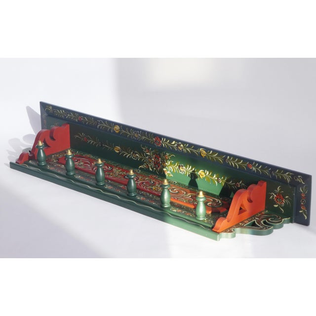 Green Vintage Folk Art Dutch Wall Rack, 1920s For Sale - Image 8 of 12
