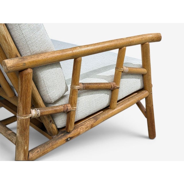Ficks Reed, Two Seater Sofa, Bamboo, Cane, White Fabric, Usa, 1950s For Sale - Image 10 of 15