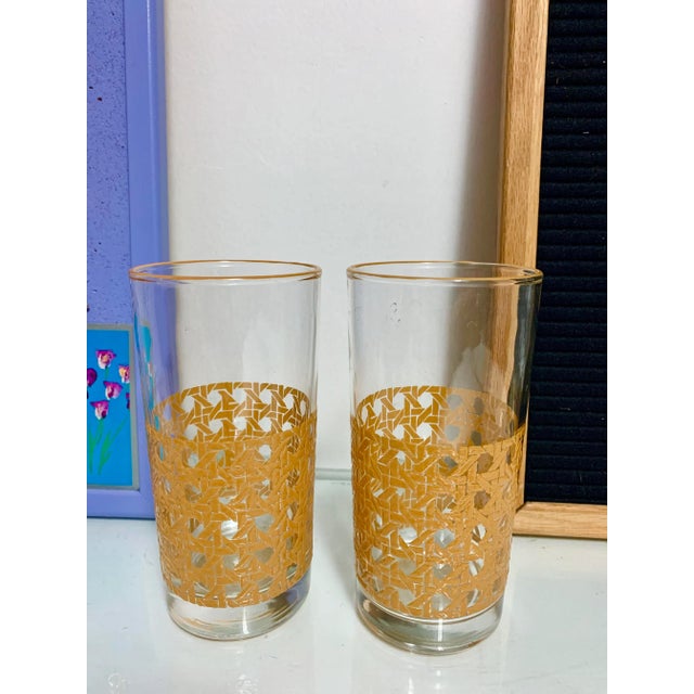 Burnt Orange Vintage Libbey Cane Glass Tumblers- a Pair For Sale - Image 8 of 8
