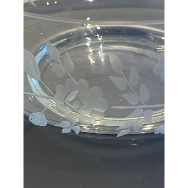 1960s Floral Etched Punch Bowl For Sale - Image 4 of 4