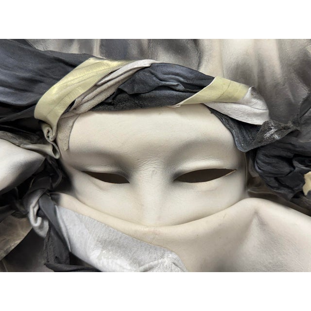 1990s Dominique Caron Handmade Leather Art Mask For Sale - Image 5 of 12
