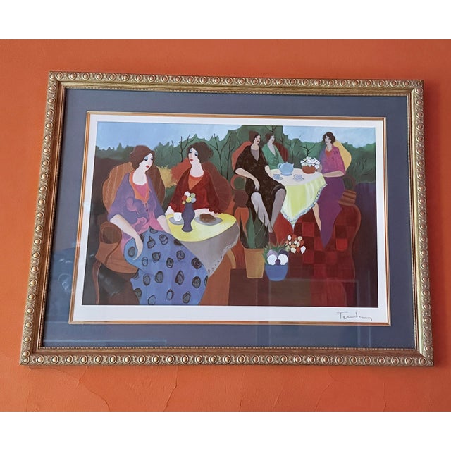 Purple Contemporary Seriolithograph in Color on Paper Morning Social Figurative Interior Scene by Itzchak Tarkay For Sale - Image 8 of 11