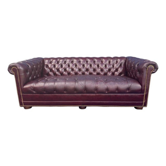 Vintage Leathercraft Tufted Leather Chesterfield Sofa For Sale