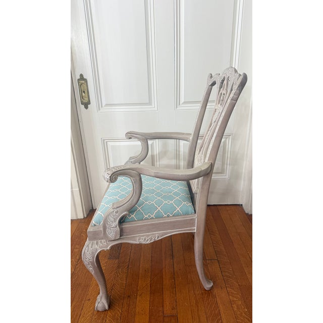 Chippendale 1990s Pair of Paramount Antiques Carved Chippendale Style Armchairs, New York Import For Sale - Image 3 of 12