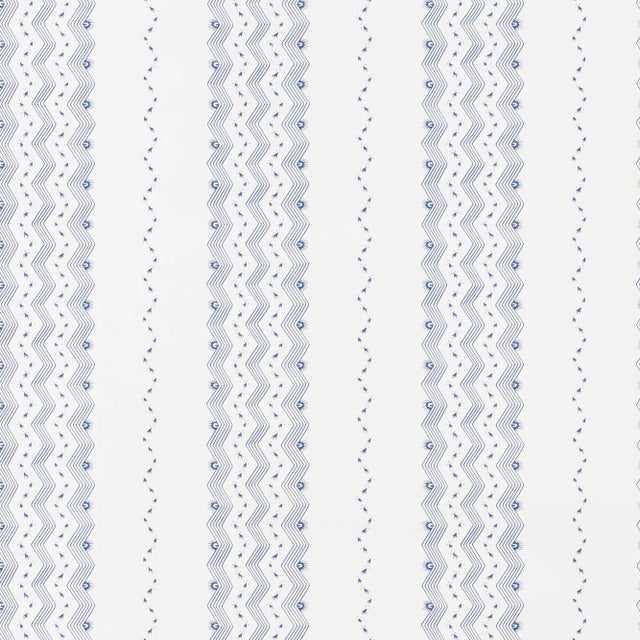 Schumacher Nauset Stripe Wallpaper in Indigo For Sale