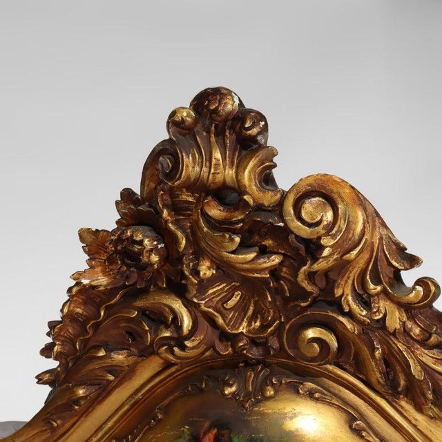 Carved Giltwood Bombay Serpentine Vitrine With Verdis Martin Panels C1890 For Sale - Image 9 of 17