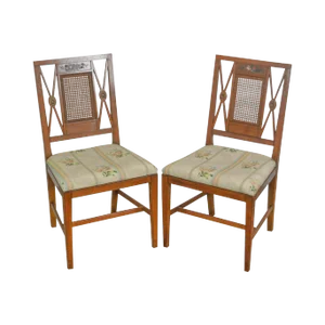 Schmieg & Kotzian Vintage Adams Painted Caned Side Chairs - a Pair