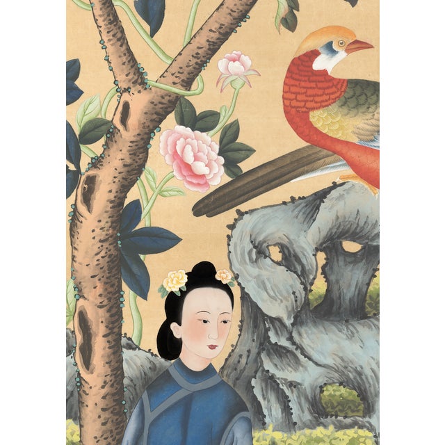 Not Yet Made - Made To Order 36"*108", a Set of 18th Century Style Chinoiserie Handmade Wallpaper, Vintage , Antique Style, Chinoiserie, Interior Wall Decor For Sale - Image 5 of 7