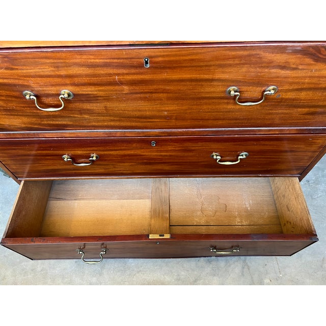 19th Century American Mahogany Linen Press Cabinet Butler's Desk Chippendale For Sale - Image 11 of 13