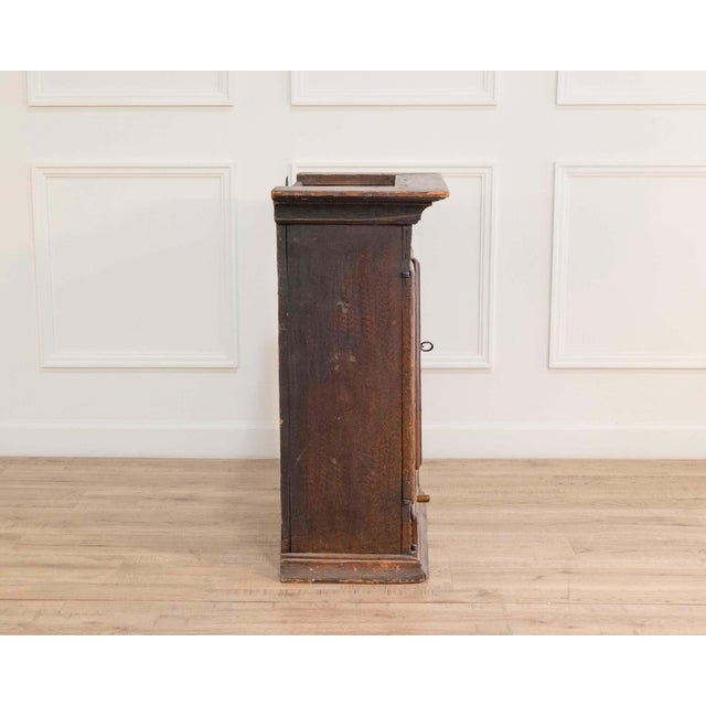 Brown Original 19th-Century Painted Wall Cabinet with Two Doors and One Drawer For Sale - Image 8 of 12