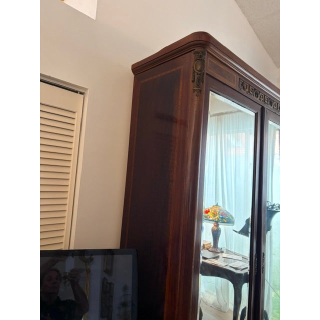 Antique French Empire Mahogany Mirrored Armoire For Sale - Image 15 of 16