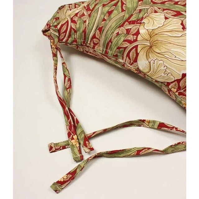 English William Morris Pimpernel Red Oxford Seat Pad For Sale - Image 3 of 5