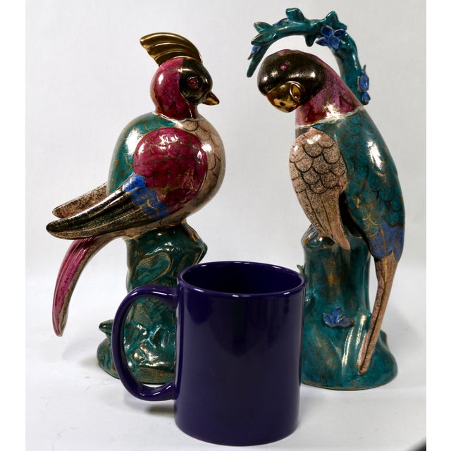 Vintage China Trader Macau Hand-Painted Porcelain Birds - A Pair For Sale - Image 10 of 10
