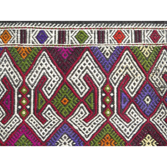 Ebony 1960s Embroidered Kilim Runner Rug -28"x104" For Sale - Image 8 of 11