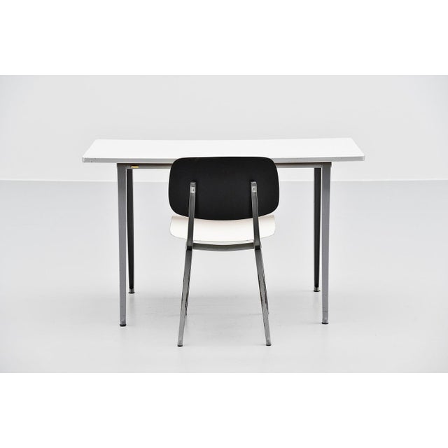 Nice small and rare sized industrial 'Reform' table designed by Friso Kramer for Ahrend de Cirkel, Holland 1955. This...