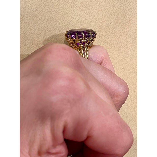 15 Carat Amethyst Cocktail Ring in 14 Karat Yellow Gold For Sale - Image 14 of 18