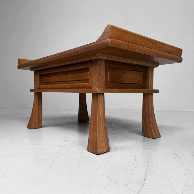 Wood Vintage Japanese Display Table with Drawer, 1960s For Sale - Image 7 of 12