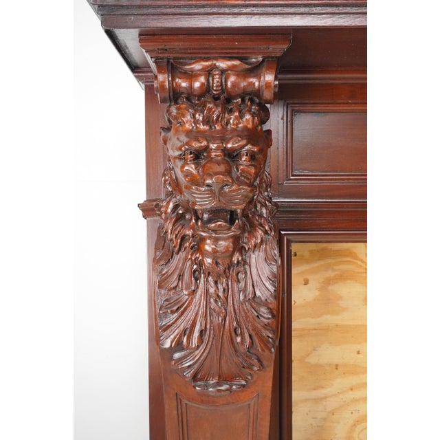 Antique Renaissance Revival Wooden Fireplace Mantel For Sale - Image 4 of 11