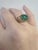 Vintage 18k Gold 3 Carat Colombian Emerald Cabochon and Diamond Ring, Size 7.25 For Sale In Los Angeles - Image 6 of 6