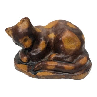 Late 19th Century Redware Cat Sculpture For Sale