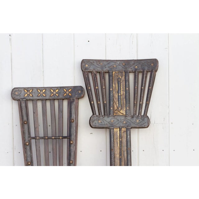 Wood & Metal Tribal Wheel Chair For Sale - Image 9 of 13