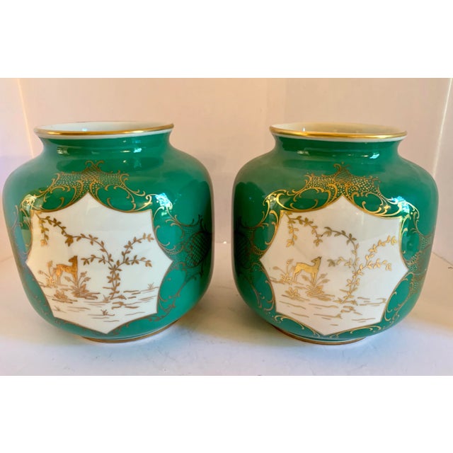 Emerald Schwarzenhammer Germany Porcelain Urns Pots - a Pair For Sale - Image 8 of 8