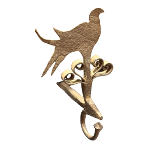 Rare Late 17th / Early 18th Century Forged Iron Oil Lamp Hook With Bird Motif