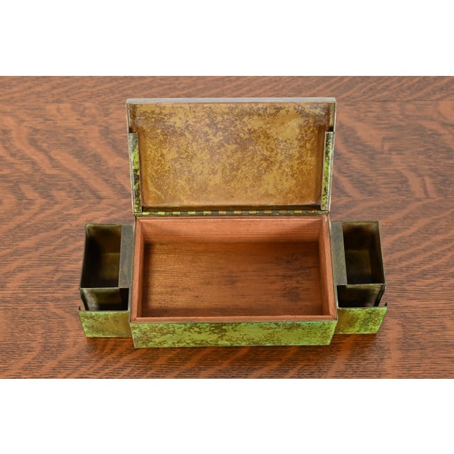 Heintz Arts & Crafts Sterling Silver on Bronze Cigar Box or Humidor For Sale In South Bend - Image 6 of 12