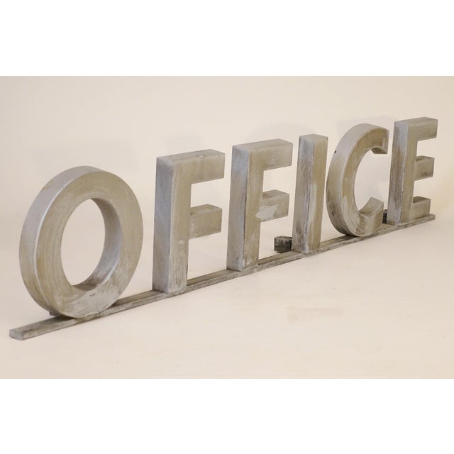 Art Deco Large 1930s Art Deco Solid Aluminum Channel Letters "Office" Film Studio Sign For Sale - Image 3 of 7