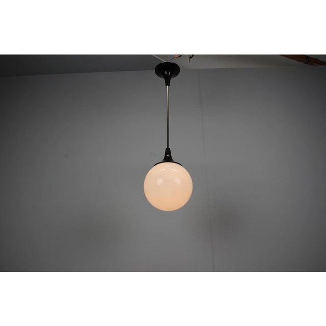 Black Czechoslovak Opaline Glass Globe Pendant Lamp, 1970s For Sale - Image 8 of 10