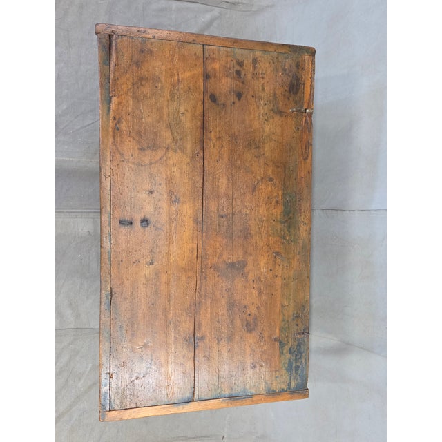Late 19th Century Antique 19th Century German or Austrian Original Blue Painted Pine Blanket Chest For Sale - Image 5 of 17