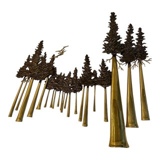 Rare Signed Brass Tree Wall Sculpture by Bijan For Sale