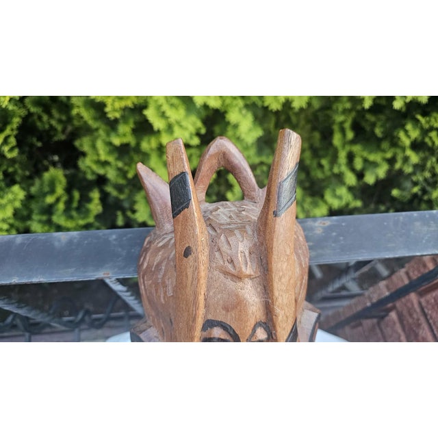 Vintage Wooden African Mask, 1960s For Sale - Image 9 of 10