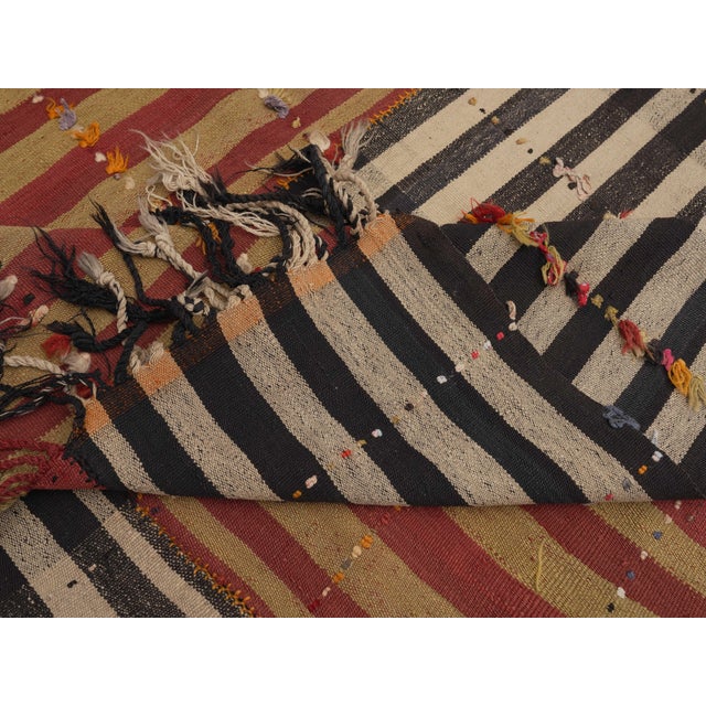 1970s Vintage Handmade Wool Cotton Orange Kilim Wide Runenr Rug For Sale - Image 11 of 11
