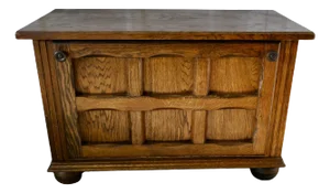 Arts and Crafts Golden Oak Canterbury Music Cabinet, 1900s