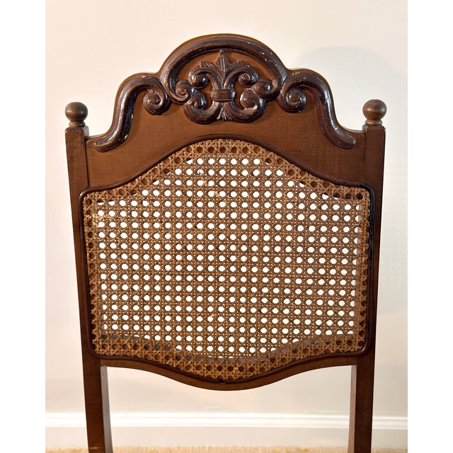 Brown Vintage Mid-Century Stakmore Cane Back Folding Chairs, Set of 6 For Sale - Image 8 of 11