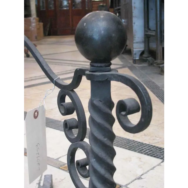 Mid 20th Century Antique Wrought Iron Andirons For Sale - Image 5 of 7